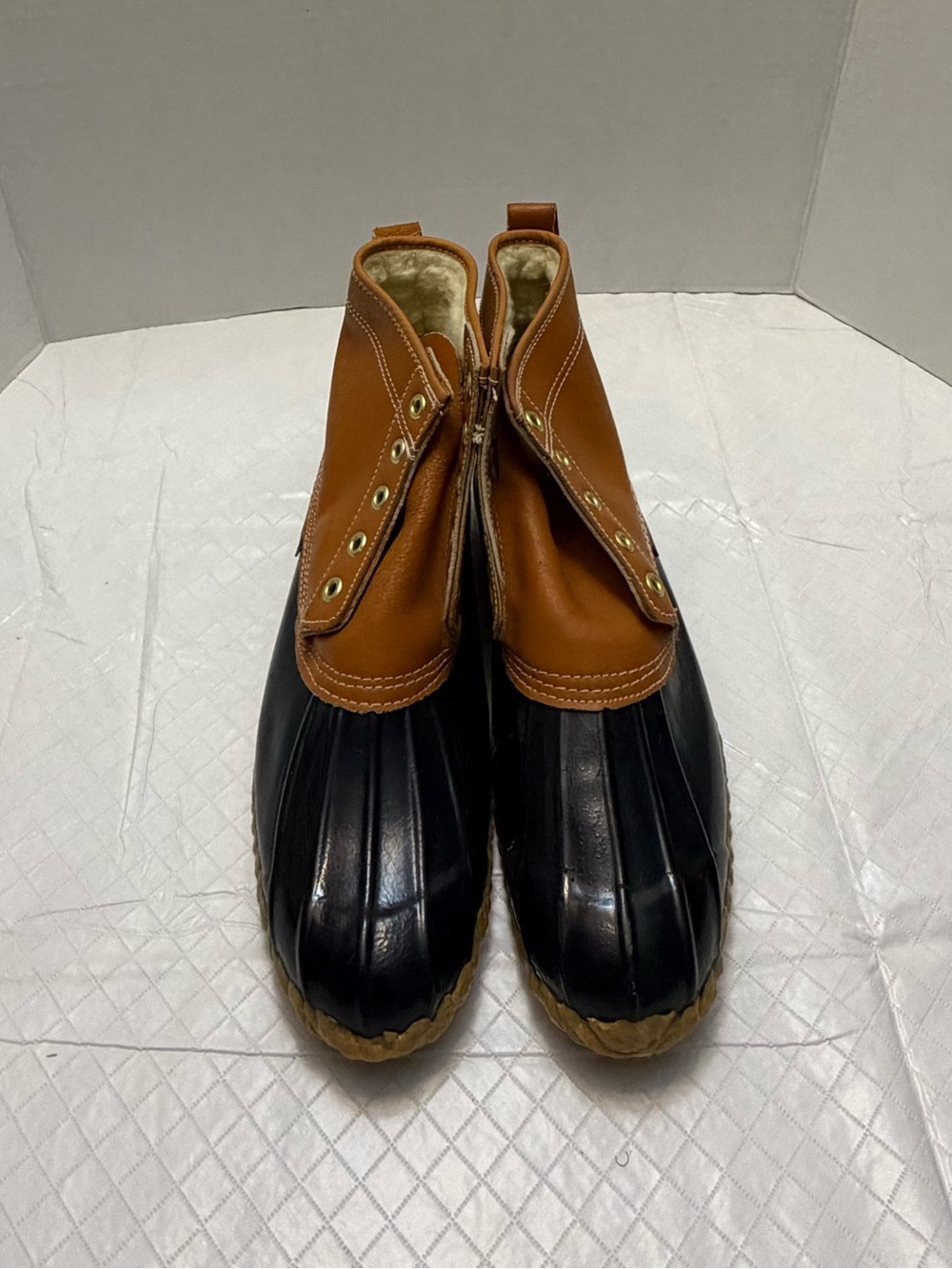 Sporto Men's Black Brown Waterproof Duck Boots Rain Snow Leather Size 9 Good